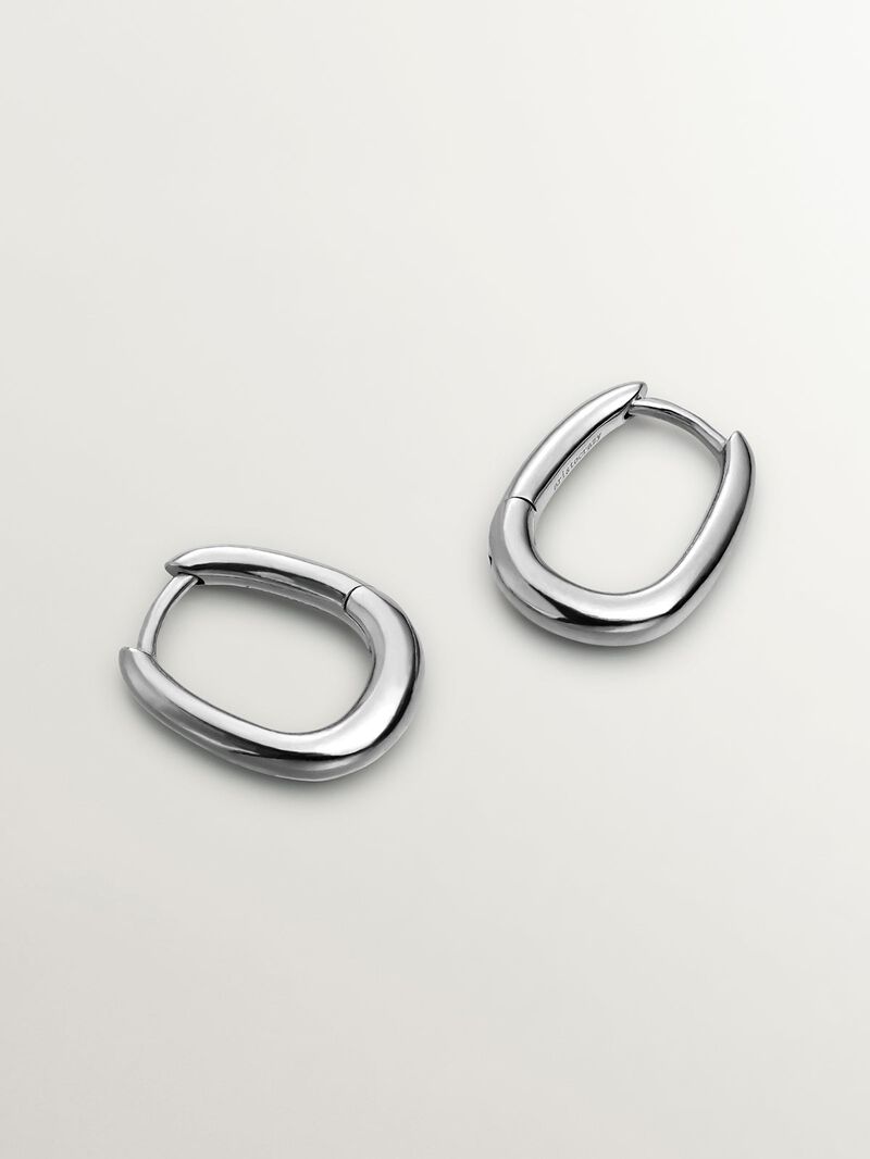 925 Silver Chunky Hoop Earrings image number 4