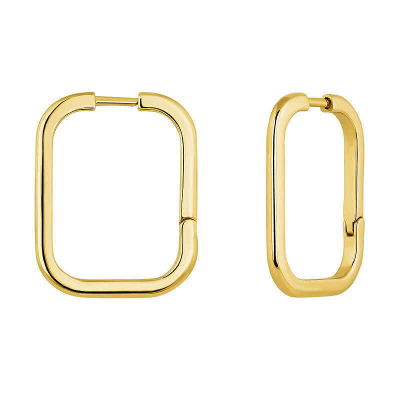 Large gold-plated silver square earrings , J04645-02, hi-res