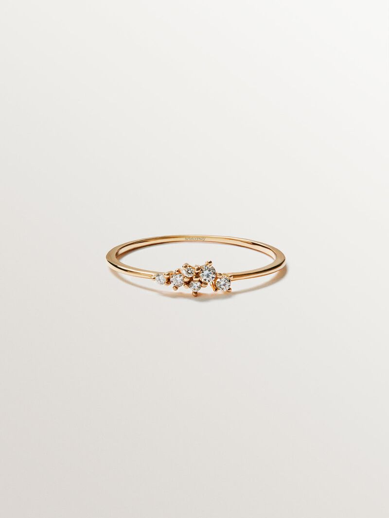 18K rose gold ring with white diamonds image number 2