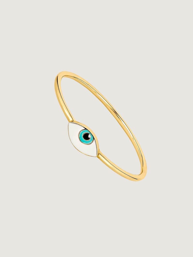 9K Yellow Gold Ring with Enameled Eye image number 0