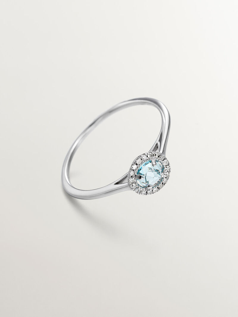 926 Silver Ring with Blue Topaz and Diamonds image number 4