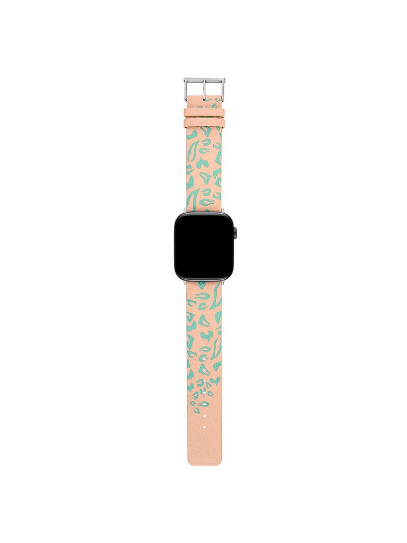 Leather Apple Watch band with pink and green animal print image number 6