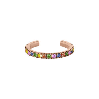 Boucle d'oreille cartilage avec saphirs multicolores et tsavorite en or rose , J04335-03-MULTI-H,hi-res
