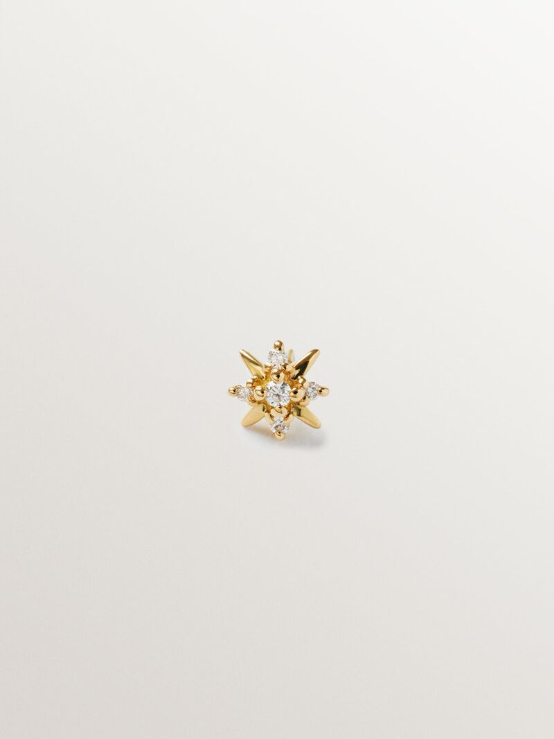 Individual piercing in 18K yellow gold with white diamonds. image number 0