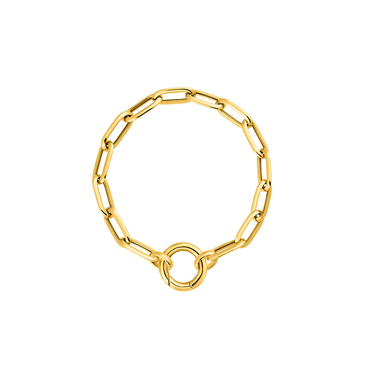 Bracelet à chaîne avec une maille forçat rectangulaire en argent plaqué en or jaune 18 K, J05340-02-16, hi-res