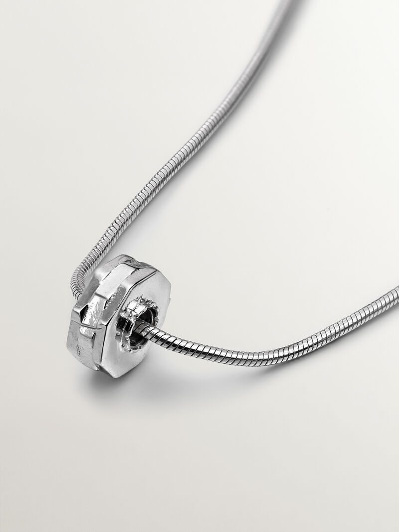 925 silver pendant with bearded links and geometric reason image number 2