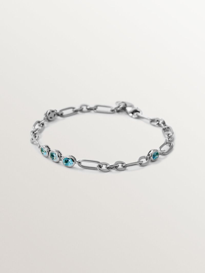 925 silver bracelet with sky blue topazes image number 0