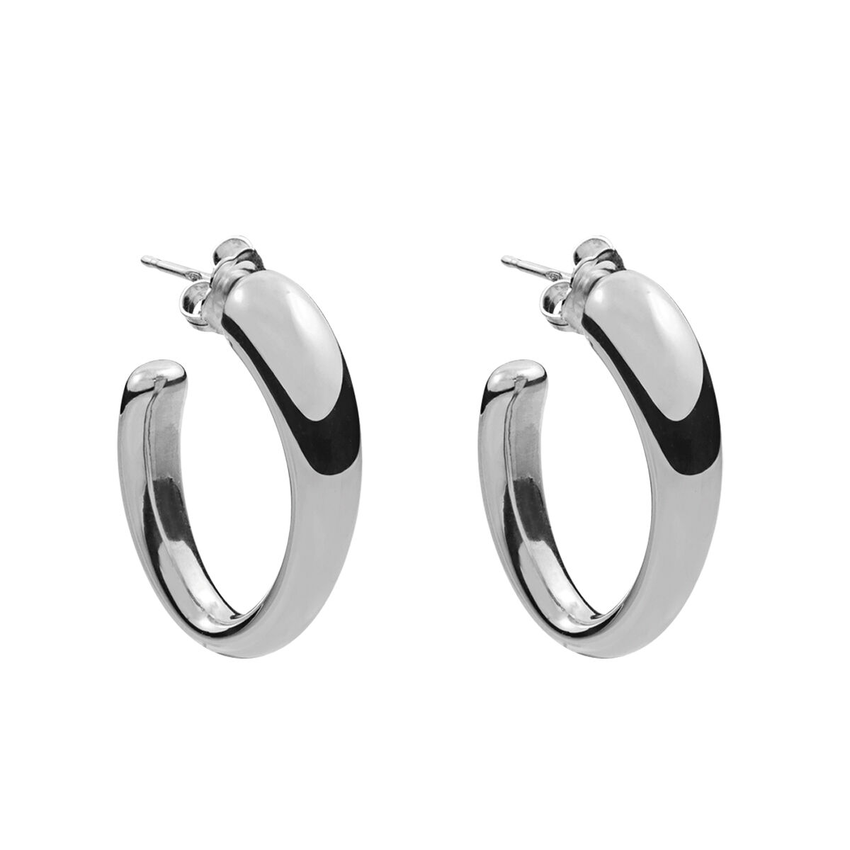Medium silver oval earrings , J00800-01, hi-res