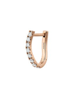 Single small wavy hoop earring in 18k rose gold with diamonds , J05311-03-H-I2,hi-res