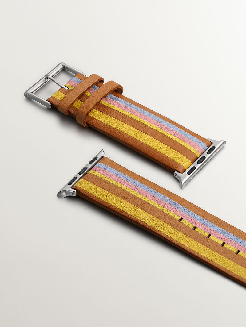 Multicolor Striped Leather Strap for Apple Watch image number 2