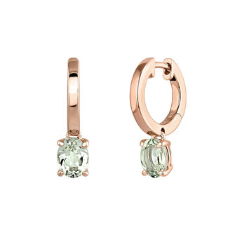 Small oval rose gold plated hoop earrings , J03811-03-GQ,hi-res