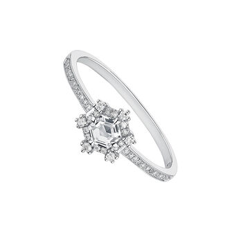 Hexagonal topaz gray diamond silver pavé ring , J04804-01-WT-GD,hi-res