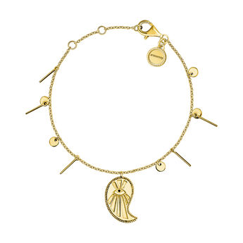 Gold plated cashmere pendant bracelet with spinels , J04136-02-BSN,hi-res