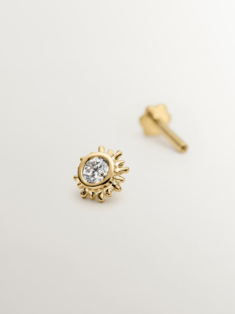 18K yellow gold chaton piercing with diamond image number 4
