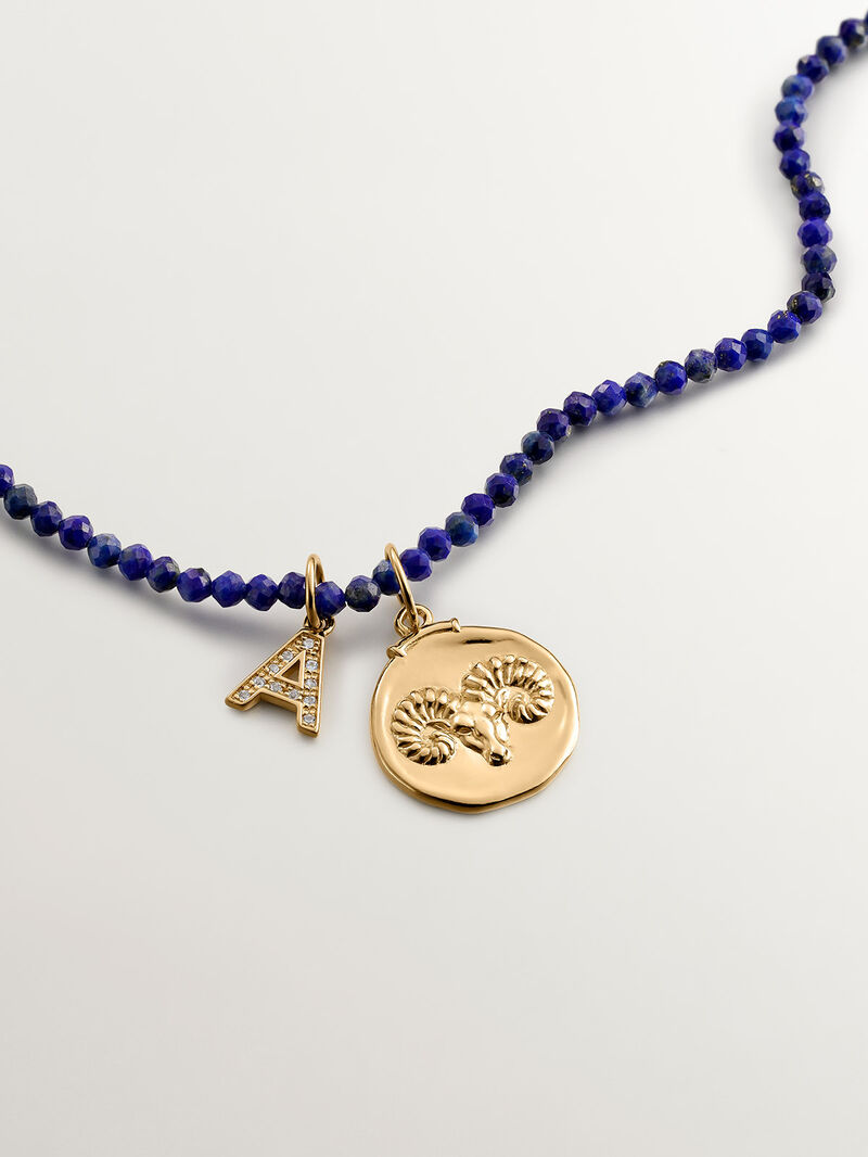 925 Silver Charm bathed in 18K yellow gold and white topaz with initial A image number 4