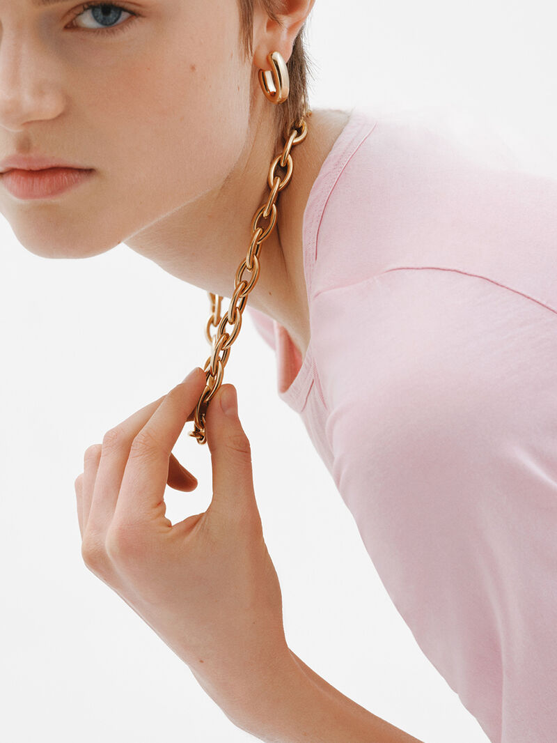 18K yellow gold plated 925 silver chain with oval links image number 5