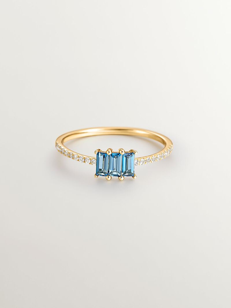 925 silver ring with white topaz, white diamonds and black enamel image number 2