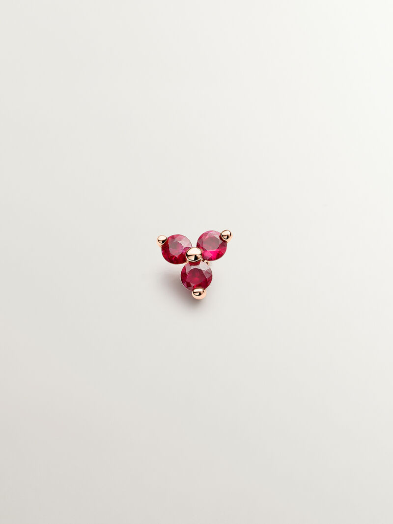 Individual 9K rose gold earring with rubies image number 0