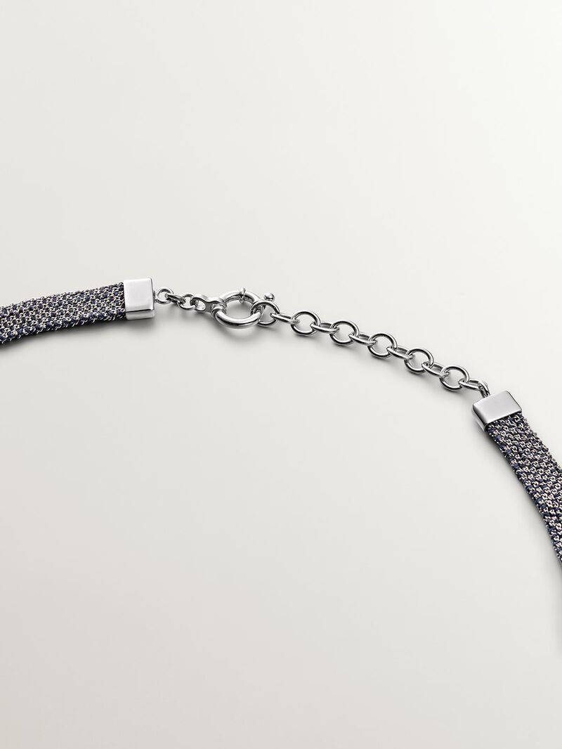 925 silver and silk mesh bandana necklace image number 7