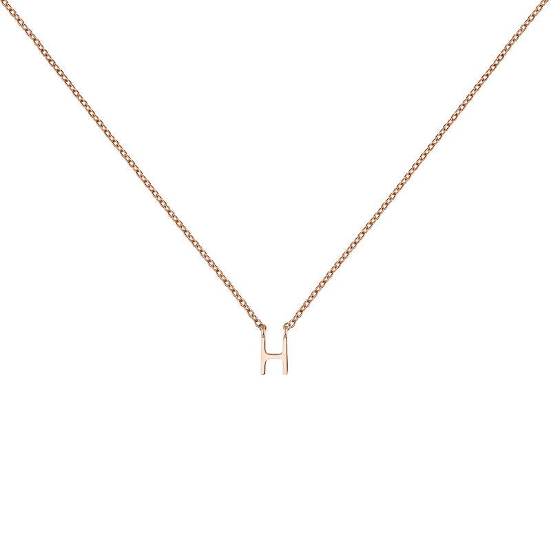 Rose gold Initial H necklace , J04382-03-H, hi-res