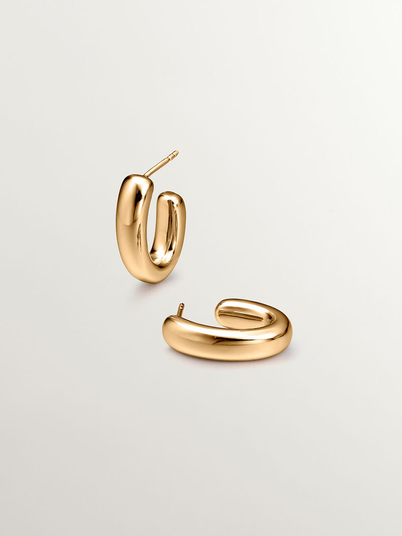 Small oval hoop earrings in 925 silver coated in 18K yellow gold image number 2