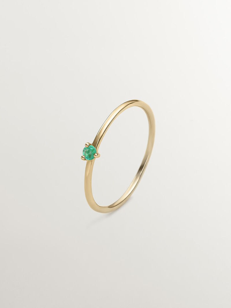 9K Yellow Gold Solitaire Ring with Emerald image number 0