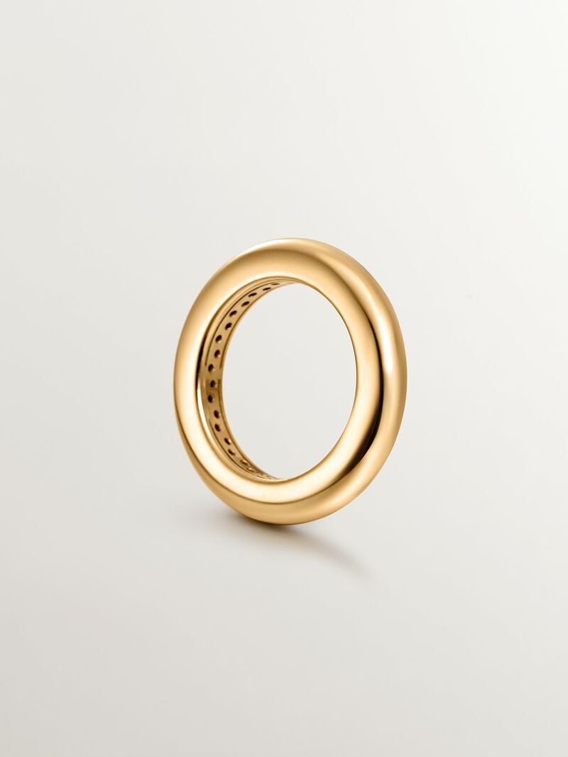 925 thick silver ring in 18k yellow gold image number 4