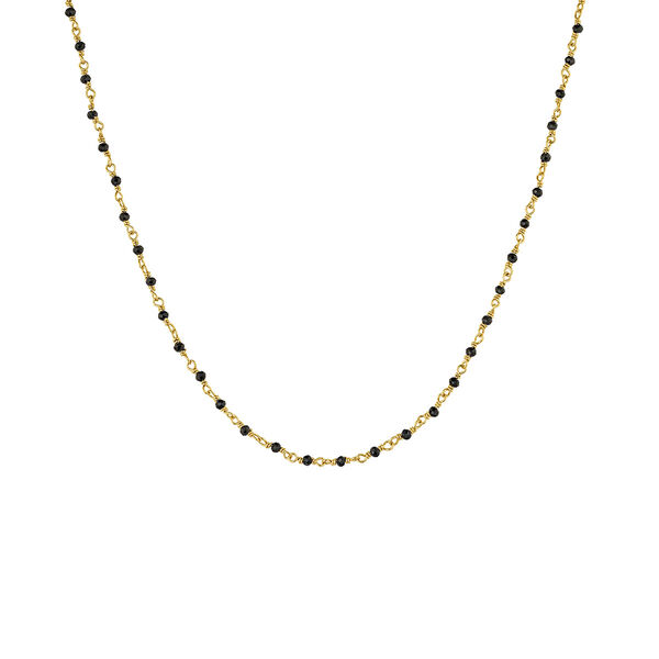 Gold plated silver black spinel chain necklace, J04880-02-BSN,hi-res