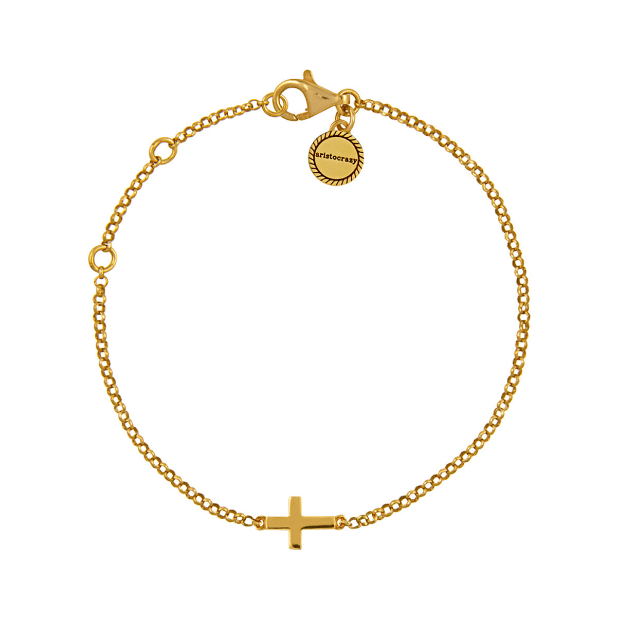 Bracelet croix en argent plaqué or , J00871-02, hi-res