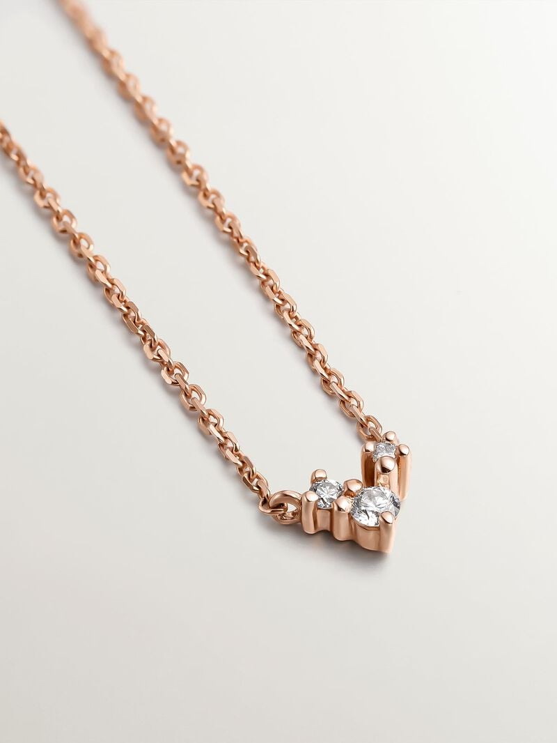 9K Rose Gold Triple Diamond Pendant image number 2