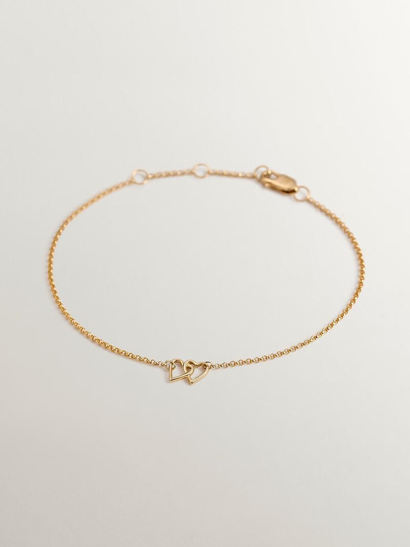 9K Yellow Gold bracelet with interlaced hearts image number 0