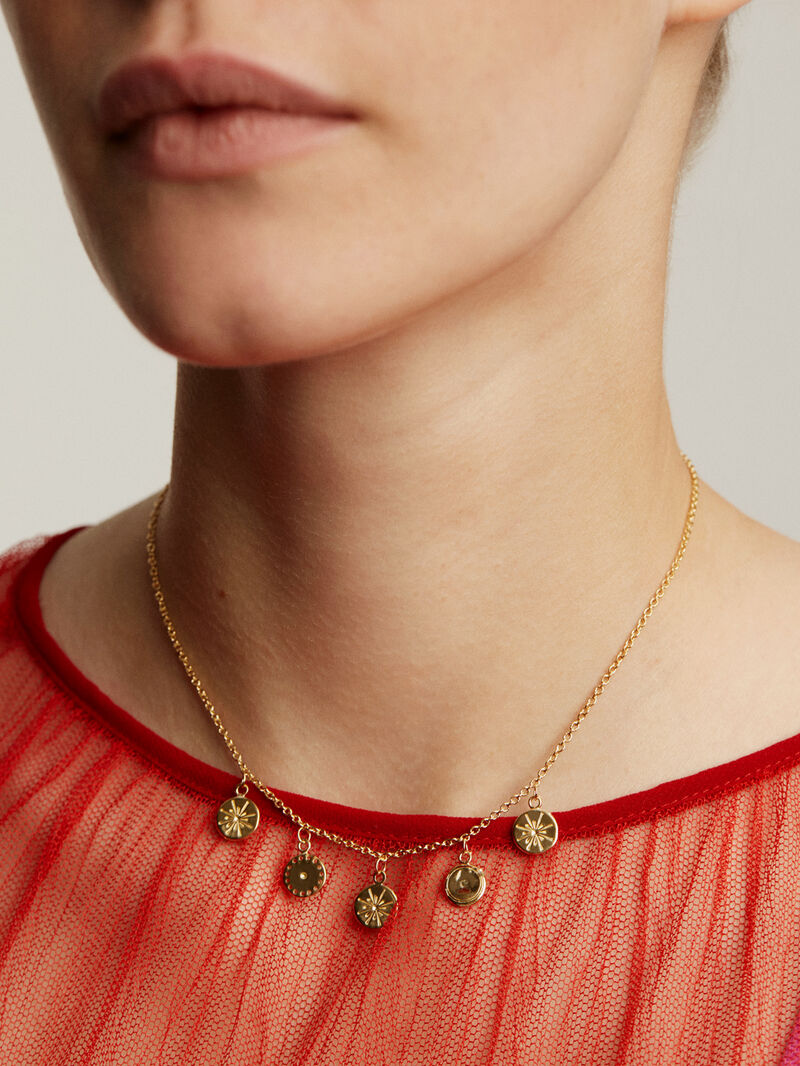 925 Silver necklace bathed in 18K yellow gold with medals image number 1
