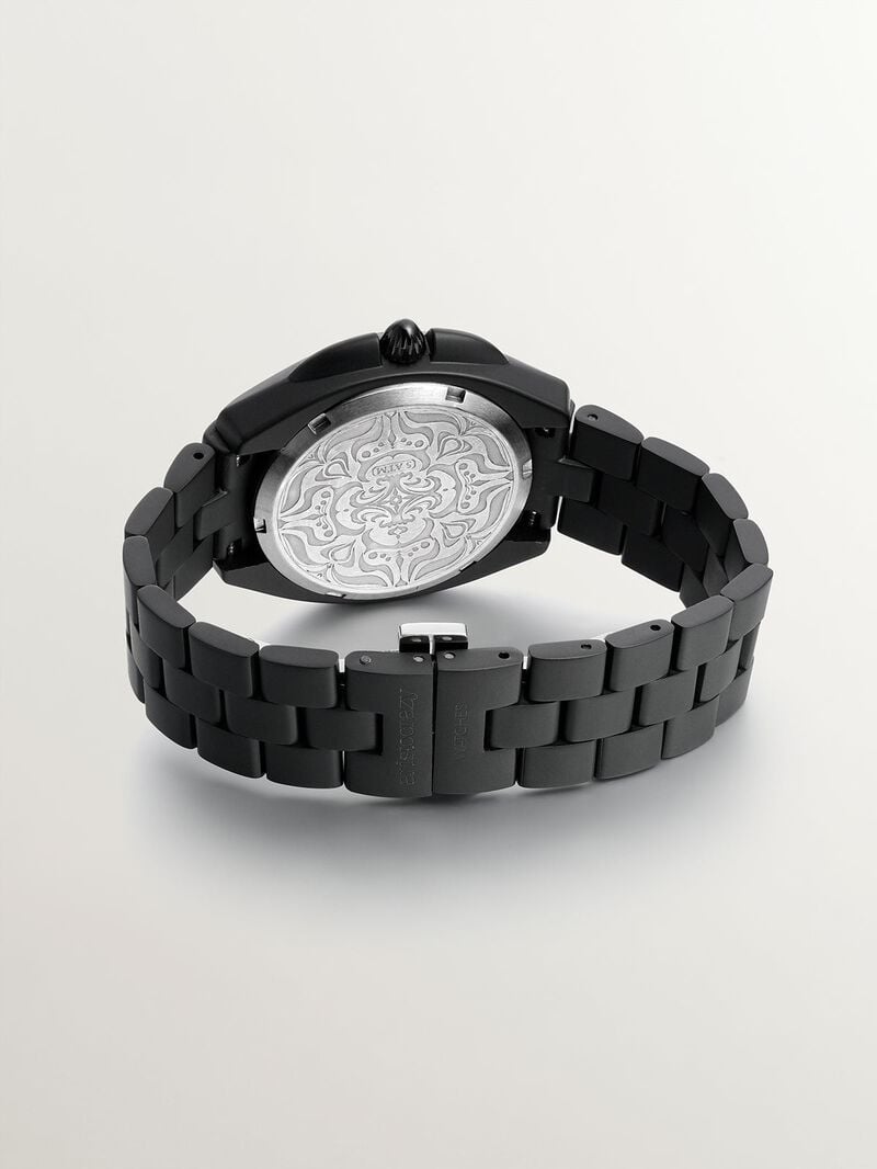 Stainless steel watch 316L black with black contrasts image number 2