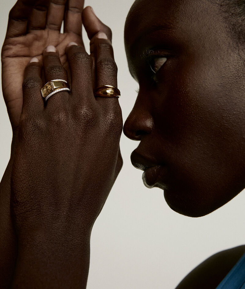 925 Silver Double Ring coated in 18K Yellow Gold | Aristocrazy