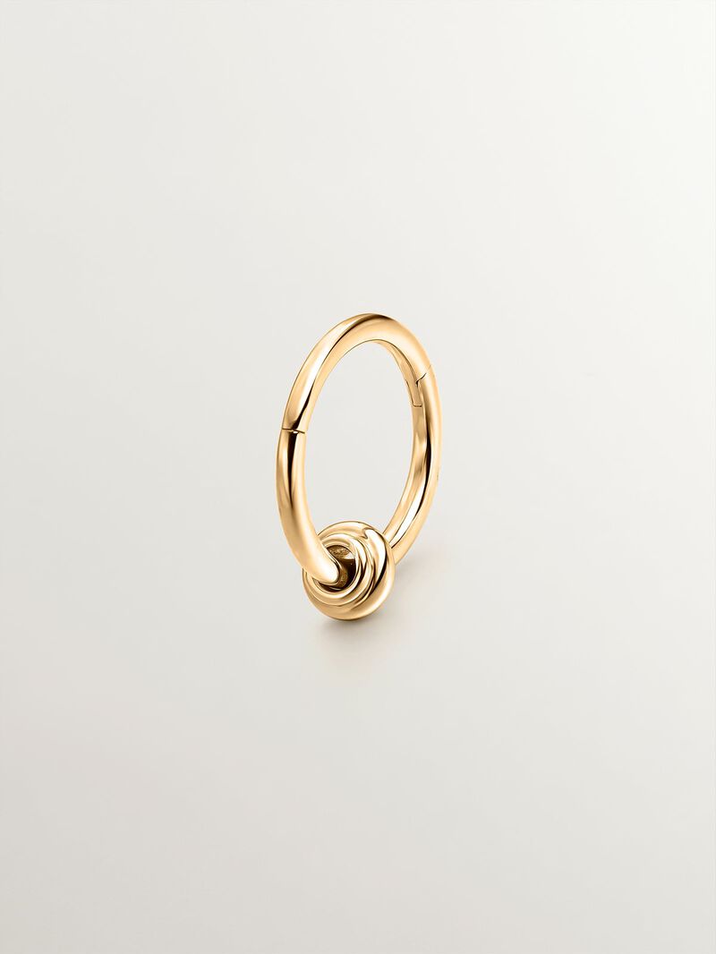 Individual 9K yellow gold hoop earring with a small ball. image number 0