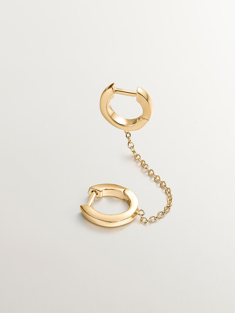 Individual climbing earring made from 925 silver, bathed in 18K yellow gold with a double hoop. image number 0