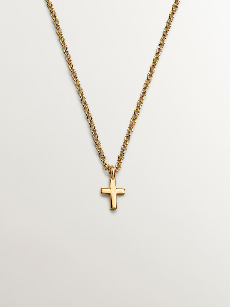 925 silver pendant, dipped in 18K yellow gold with a cross. image number 0