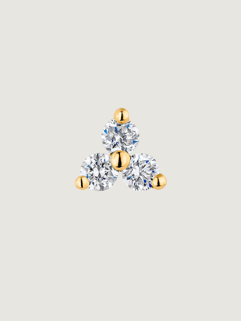 18K Yellow Gold Piercing with Diamond Clover image number 0