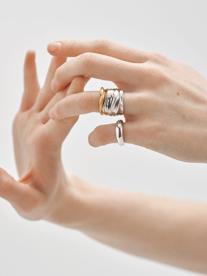 Wide textured 925 silver ring image number 5