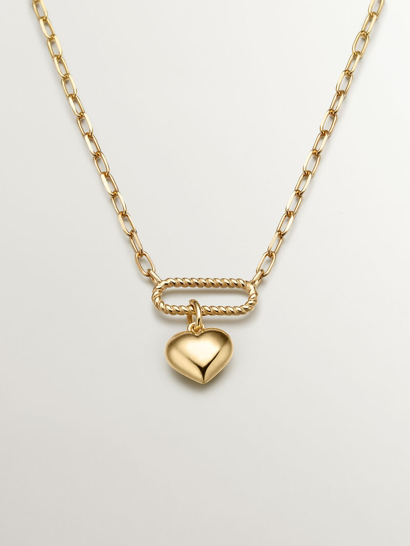925 Silver Silver Link Collar in 18k yellow gold with a heart image number 0