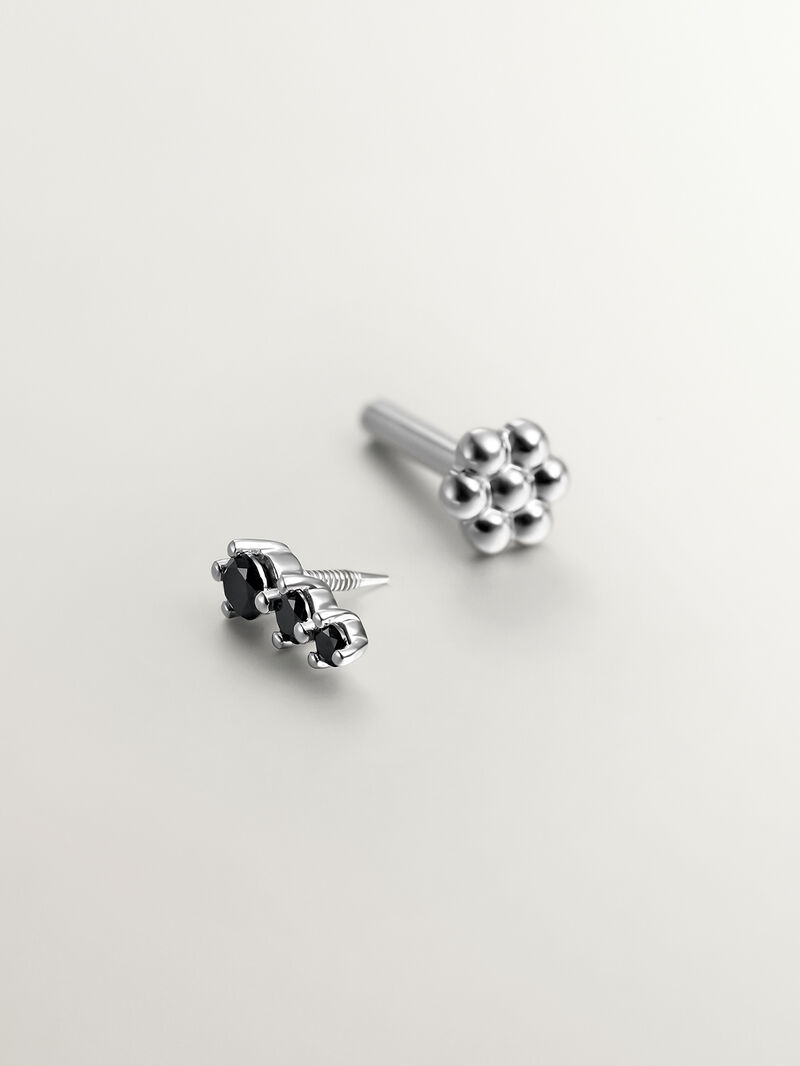 18k white gold piercing with black diamonds image number 2