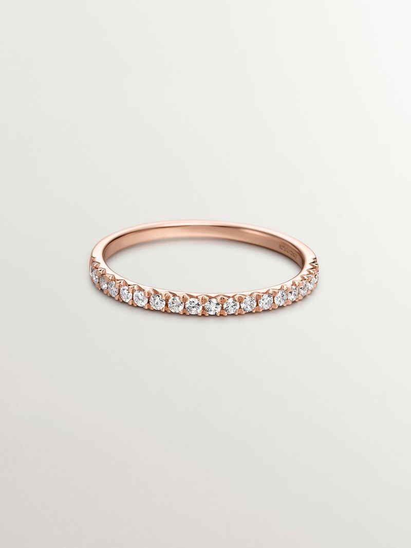 18K rose gold ring with diamonds image number 0