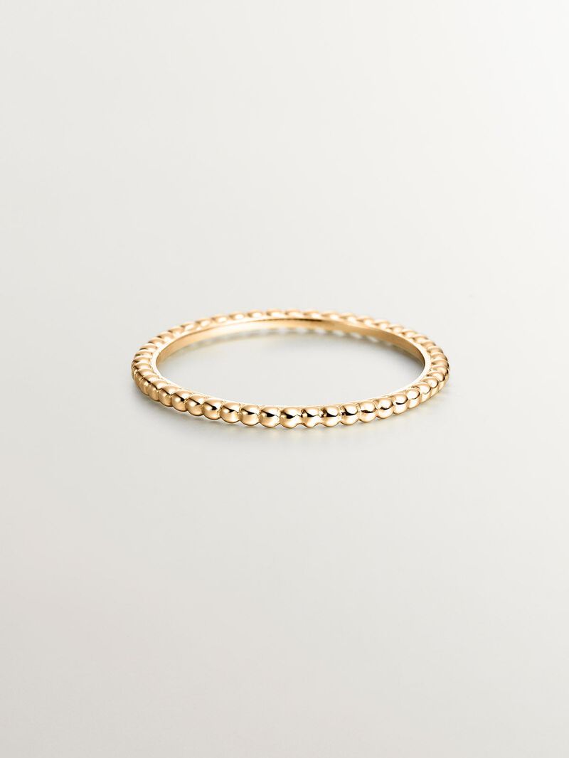 9K Yellow Gold Ring with Beads image number 2