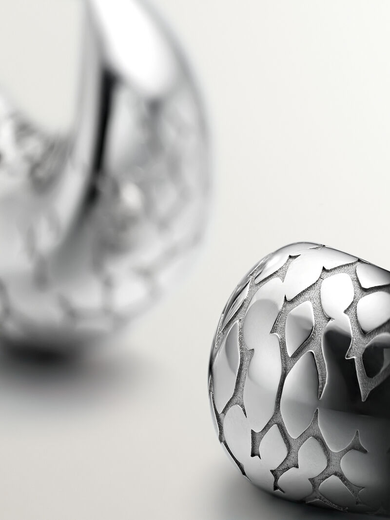 925 silver and snake texture drop earrings image number 6