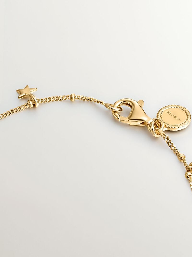 18K yellow gold plated 925 silver bracelet with mushroom, cross, eye, shell, and star motifs. image number 6