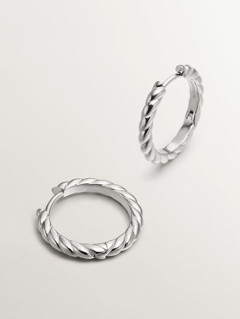 925 silver ring earrings with chicked texture image number 0