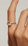 Rose gold plated quartz ring , J04676-03-GQ-WT