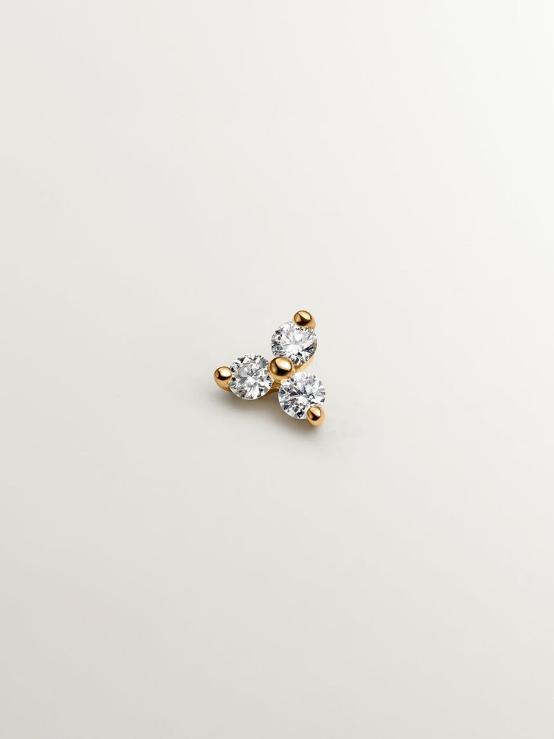 18K yellow gold piercing with 0.06 cts diamond clover image number 0