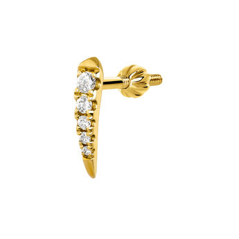 Boucle d'oreille piercing en or jaune griffe diamant 0,05 ct , J03877-02-H, mainproduct