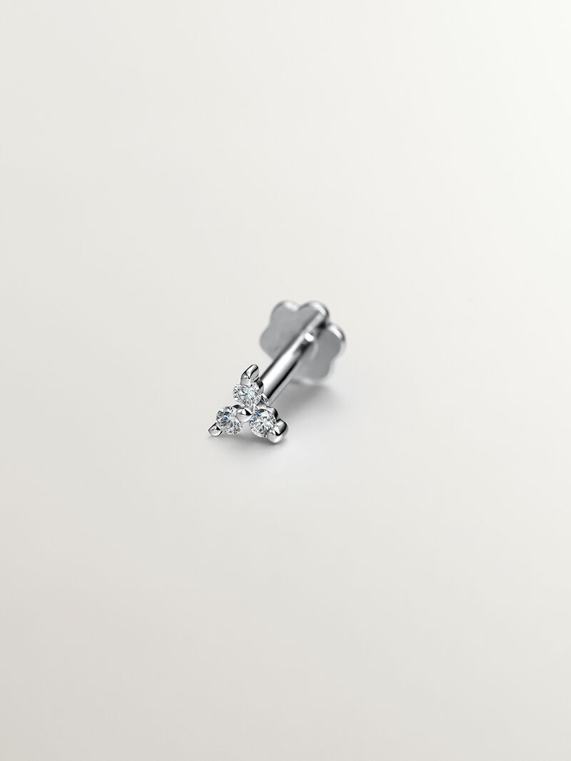 18k white gold piercing with diamond clover image number 1